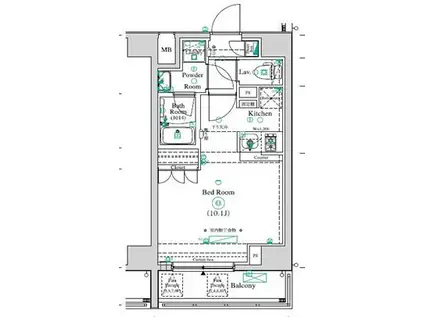 アンベリール王子II(ワンルーム/2階)の間取り写真