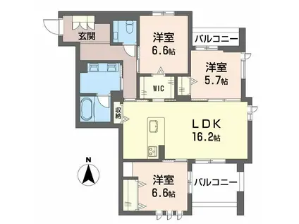 フェリクス黒川(3LDK/3階)の間取り写真