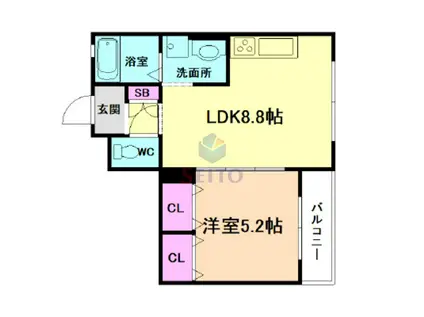 ラモーナ庄内栄町(1LDK/1階)の間取り写真