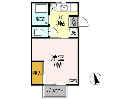 ビューティパレス(1K/2階)の間取り写真