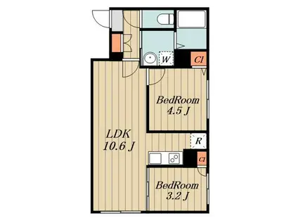 エルファーロ東日暮里(2LDK/2階)の間取り写真