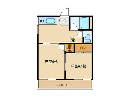 目白グリーンハウス(2K/2階)の間取り写真