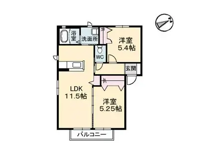 メゾンパークス 参番館(2LDK/1階)の間取り写真