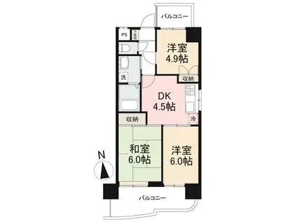 ダイアパレス栗林公園駅前(3DK/11階)の間取り写真