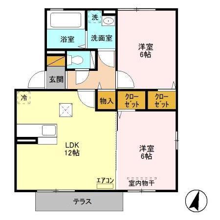 ボナール(2LDK/1階)の間取り写真