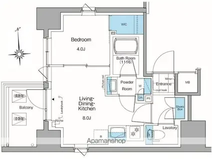 ルフォンプログレ田原町(1LDK/15階)の間取り写真