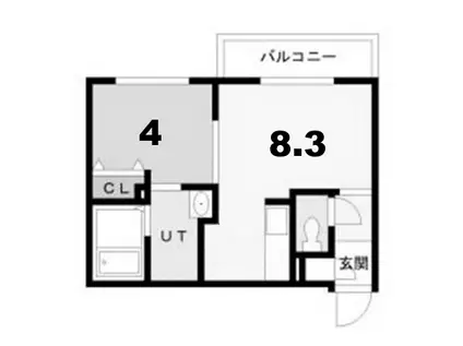 エクセル黄金北(1LDK/2階)の間取り写真