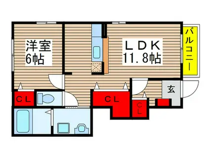 アルヴィータII(1LDK/1階)の間取り写真
