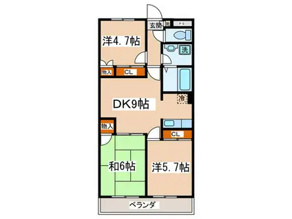 ボーヌンク相模野(3DK/3階)の間取り写真