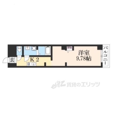 ＪＲ山陰本線 二条駅 徒歩15分 5階建 築10年(1K/3階)の間取り写真