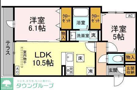 グリーンハウス(2LDK/3階)の間取り写真