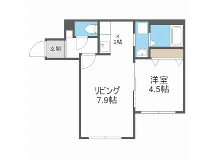 INICIO(1LDK/1階)の間取り写真