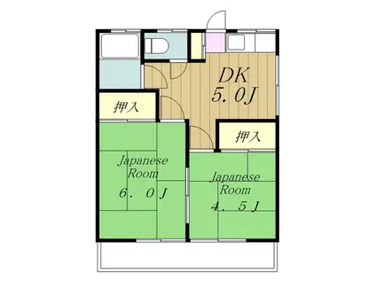 ハイツハル(2K/2階)の間取り写真