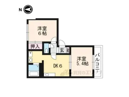 フォレストハウス(2DK/2階)の間取り写真