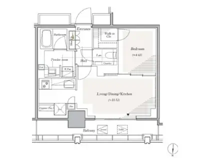 リビオレジデンス西麻布(1LDK/4階)の間取り写真