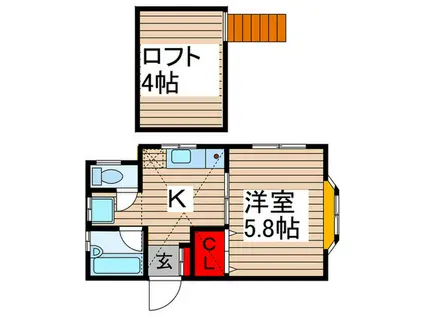 松戸ダイナスティ-(1K/1階)の間取り写真