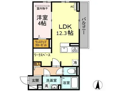 メゾン王子(1LDK/1階)の間取り写真