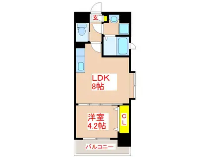 CLEAR鴨池(1LDK/4階)の間取り写真