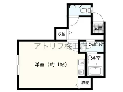 本庄ハイツ(ワンルーム/2階)の間取り写真