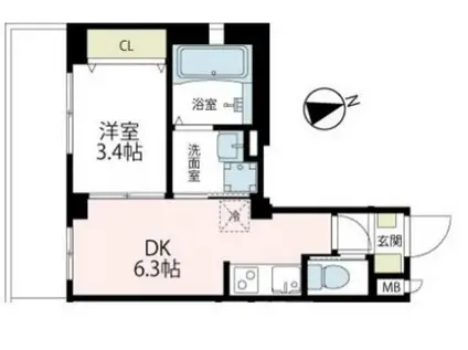 フェンテ.S(1DK/5階)の間取り写真