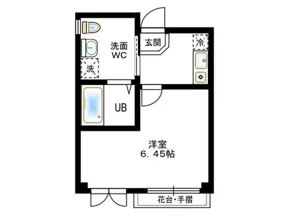 ミーティア西横浜(1K/2階)の間取り写真
