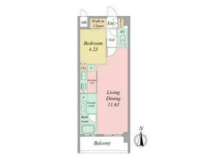 ALATO白壁(1LDK/7階)の間取り写真