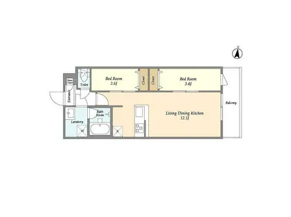 アルファコート梅島(2LDK/2階)の間取り写真