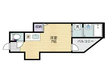 ゴーイングメリー号(ワンルーム/1階)の間取り写真