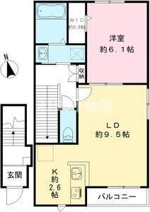 YOUR MAISON茜部中島(1LDK/2階)の間取り写真