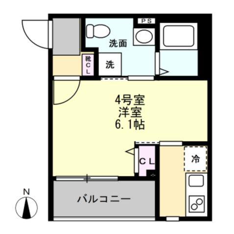 ベイルーム東本厚木(1K/2階)の間取り写真