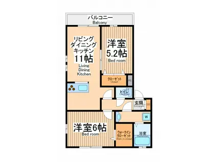 リブリレーヴ(2LDK/1階)の間取り写真