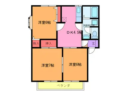 マロードミールA(3DK/1階)の間取り写真