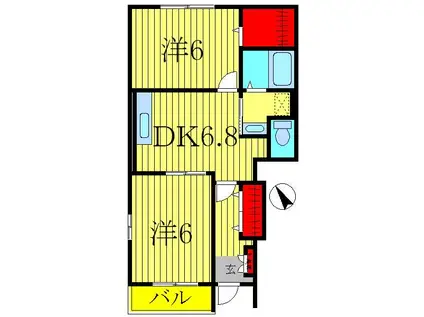 ブローテ大井(2DK/1階)の間取り写真
