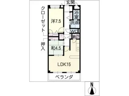 リーガルステート可児(2LDK/1階)の間取り写真