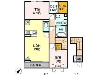 コーポ田村 16(2LDK/2階)の間取り写真