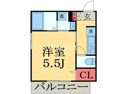 MELDIA東千葉3(1K/1階)の間取り写真