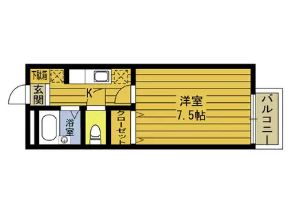 スプリングヴィラ(1K/2階)の間取り写真