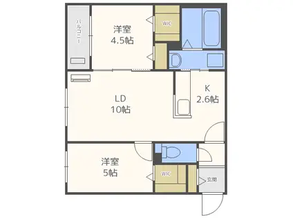 PALTIR平岸(2LDK/2階)の間取り写真