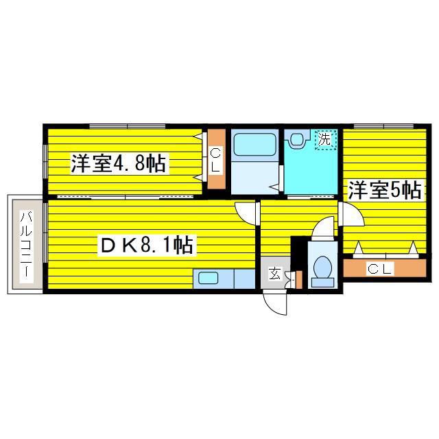 メゾンド桜(2DK/4階)の間取り写真
