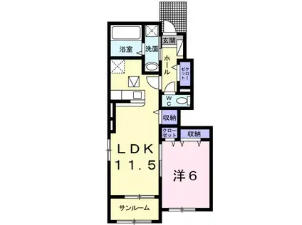 フィオーレガーデンI(1LDK/1階)の間取り写真