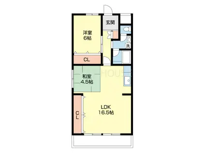 ヤマイチPLAZAシカゴ(1LDK/1階)の間取り写真