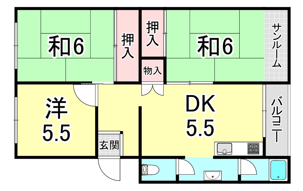 星陵台1号棟(3DK/1階)の間取り写真