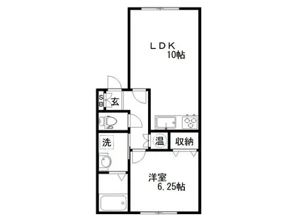アウアグラス(1LDK/1階)の間取り写真