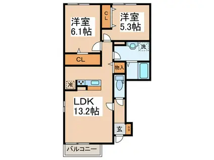 FLATS IV(2LDK/1階)の間取り写真
