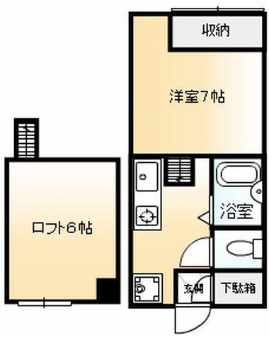 メゾン一の沢(1K/2階)の間取り写真