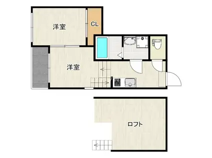 アンコール七隈(2K/1階)の間取り写真