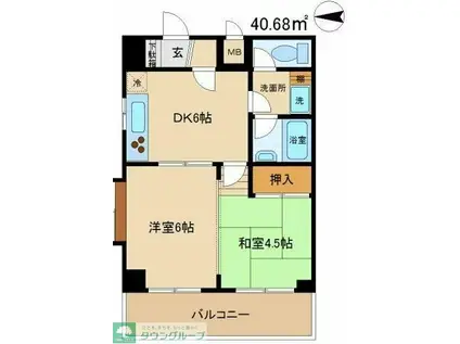 ライオンズマンション高崎田町(2DK/10階)の間取り写真