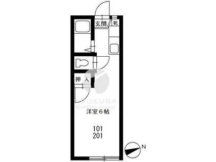 マコトハウスB(ワンルーム/2階)の間取り写真