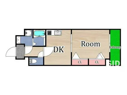 アイズワンII(1DK/2階)の間取り写真