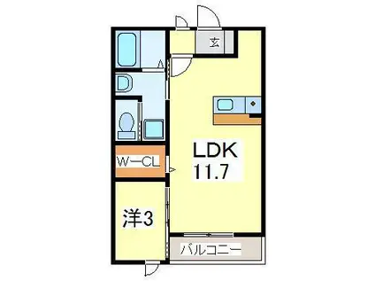 パルテ R館・G館(1LDK/2階)の間取り写真